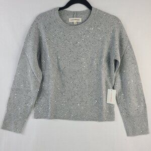 NWT Lucky Brand Womens Gray Sequin Embellished Sweater XS MSRP $99